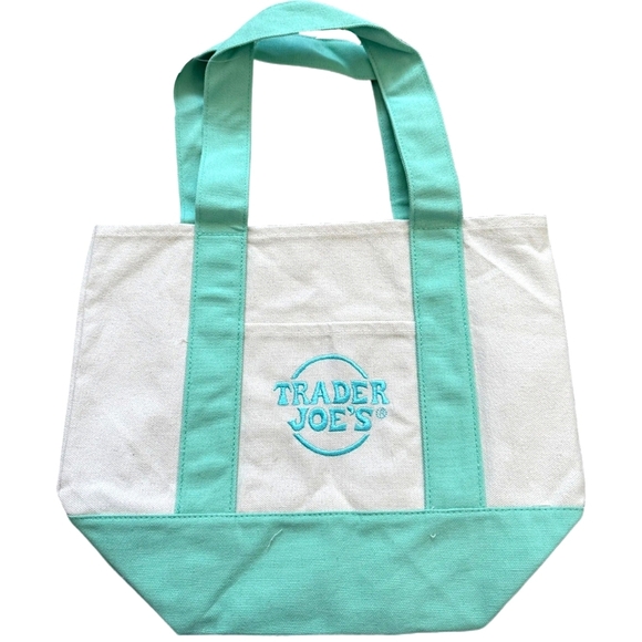 Trader Joe'S Handbags - Trader Joe's Mini Canvas Pastel Tote Bag | Mint Green